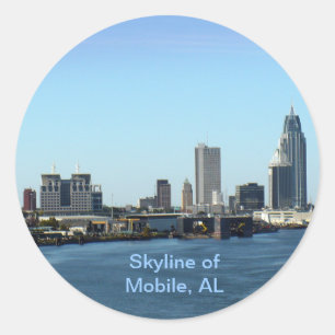 Sticker Rond Skyline de Mobile, AL