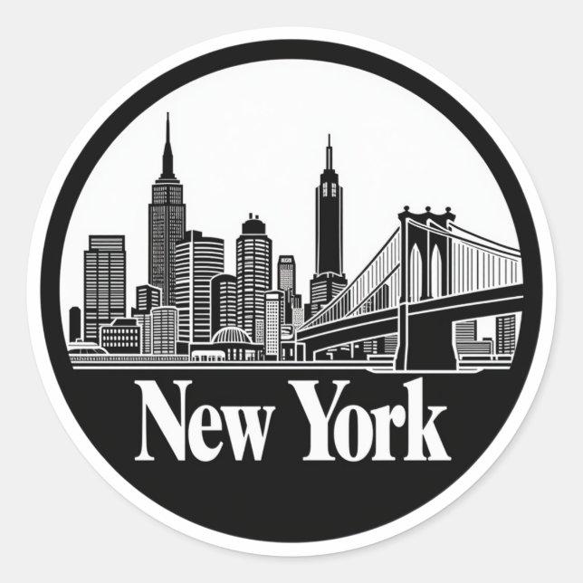 Sticker Rond Skyline de New York (Devant)
