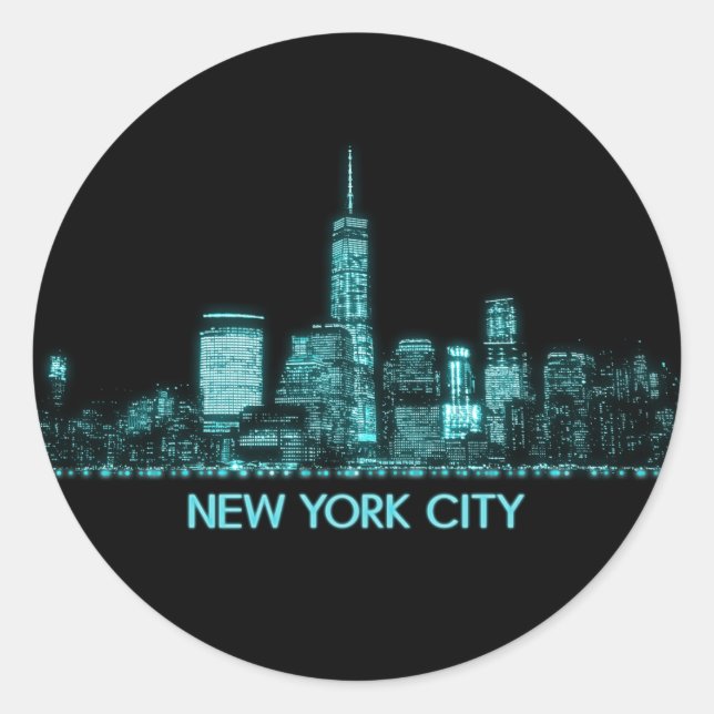 Sticker Rond Skyline de New York (Devant)