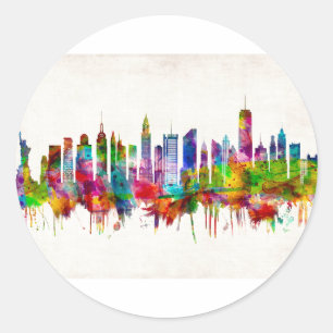 Sticker Rond Skyline de New York