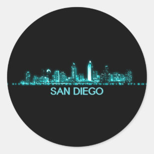 Sticker Rond Skyline de San Diego