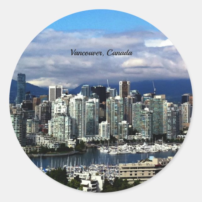 Sticker Rond Skyline de Vancouver, Canada (Devant)