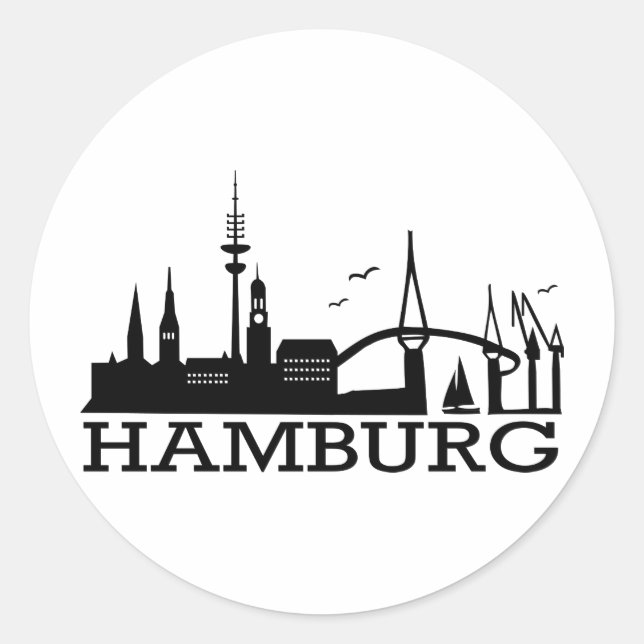 Sticker Rond Skyline Hamburg (Devant)