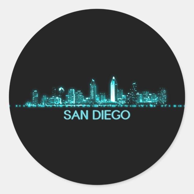 Sticker Rond Skyline San Diego (Devant)