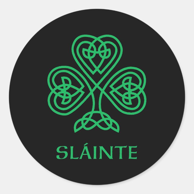 Sticker Rond Slainte Celtic Knot Shamrock irlandais Shamrock ve (Devant)