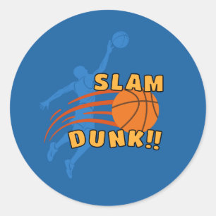 Sticker Rond Slam Dunk Basketball Pour Les Amateurs De Sports