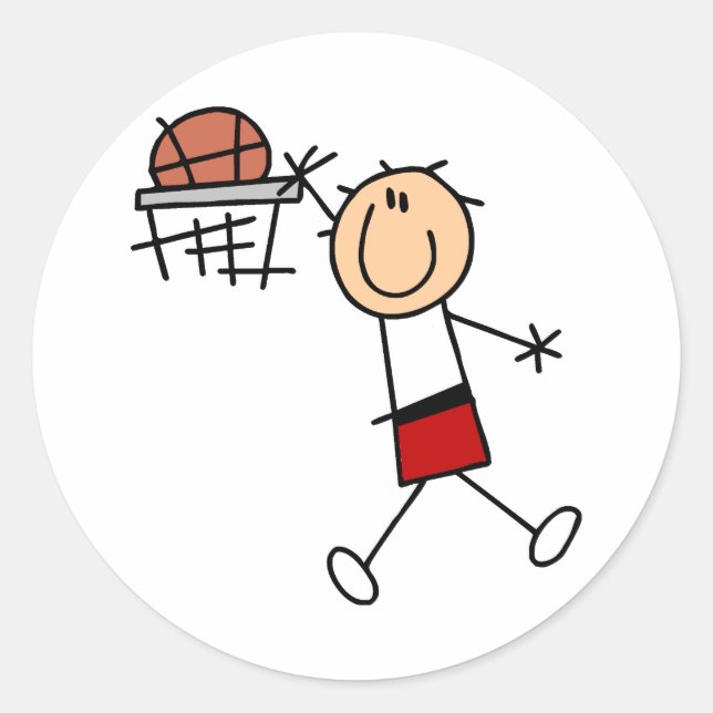 Sticker Rond Slam Dunk Basketball - T-shirts et cadeaux rouges (Devant)