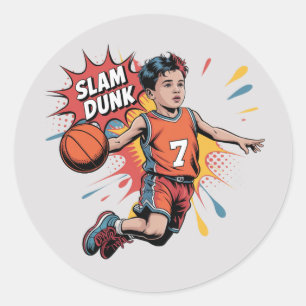 Sticker Rond Slam Dunk Boy Anniversaire Bash