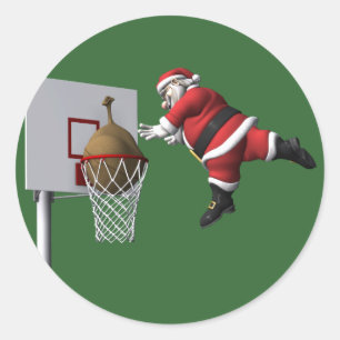 Sticker Rond Slam Dunk Santa Claus