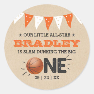 Sticker Rond Slam Dunking The Big One   Basketball 1er annivers