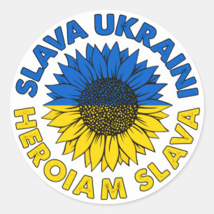 Sticker Rond Slava Ukraini Heroiam tournesol de slave drapeau U