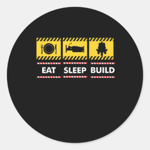Sticker Rond Sleep Eat Build Repeat Building