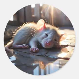 Sticker Rond Sleeping Mouse
