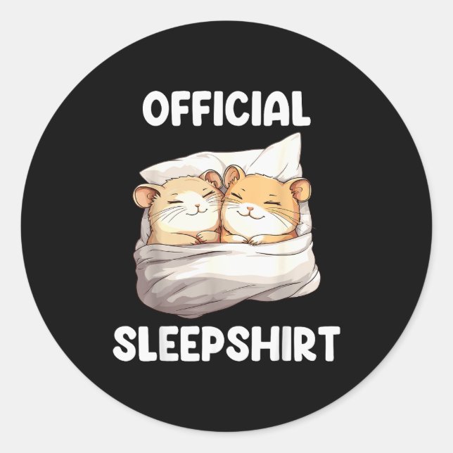 Sticker Rond Sleepshirt Sleeng Hamster Animal Lovers Pajama  (Devant)