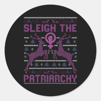 Sticker Rond Sleigh Sleigh Patriarchy Feminist
