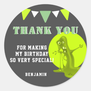 Sticker Rond Slime Monster Merci Anniversaire