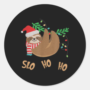 Sticker Rond Slo Ho Ho Joyeux Slothmas - Sloth Christmas