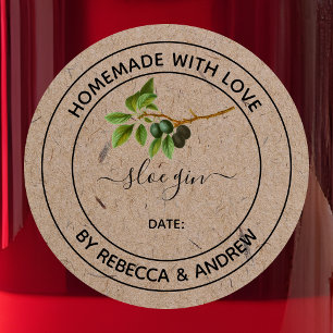 Sticker Rond Sloe Gin Kraft Couleur Faite avec Amour