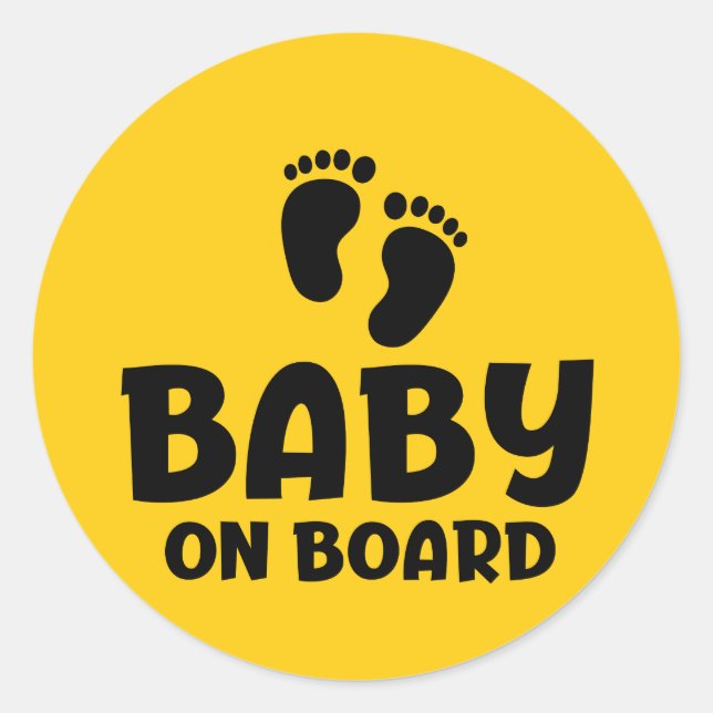 Sticker Rond Slogan baby on board - bébé à bord, en voiture. (Devant)