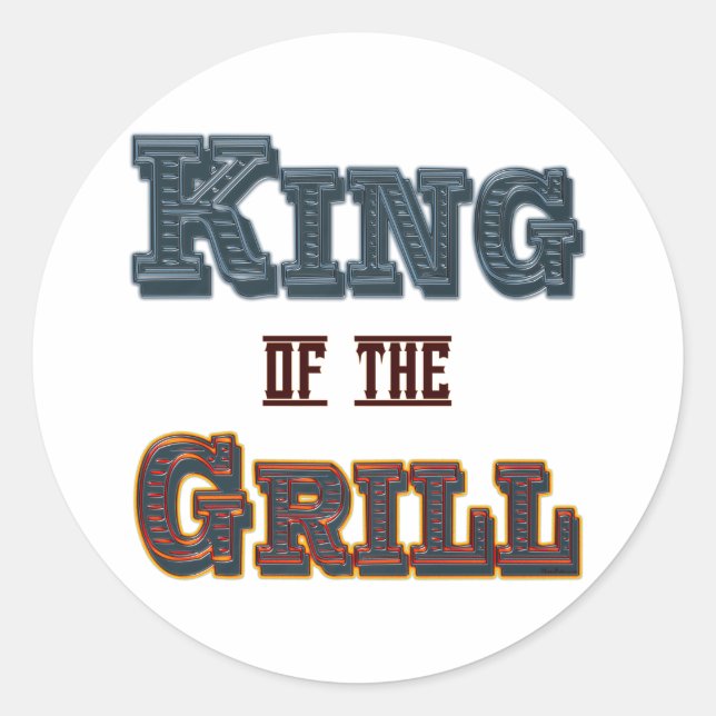 Sticker Rond Slogan Cuisine barbecue King of the Grill (Devant)