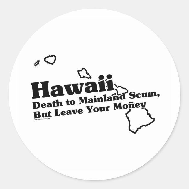 Sticker Rond Slogan de l'État d'Hawaii (Devant)