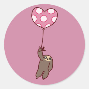 Sticker Rond Sloth Coeur Balloon