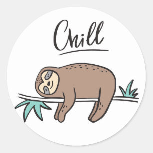 Sticker Rond Sloth dit "Chill"