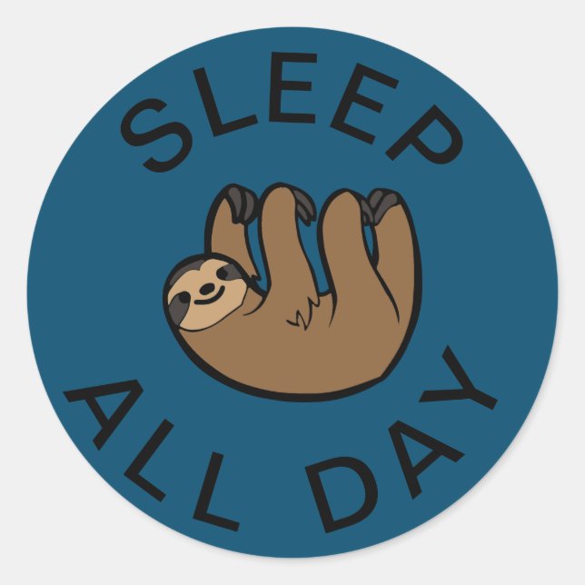 Sticker Rond Sloth Dormir toute la journée (Devant)