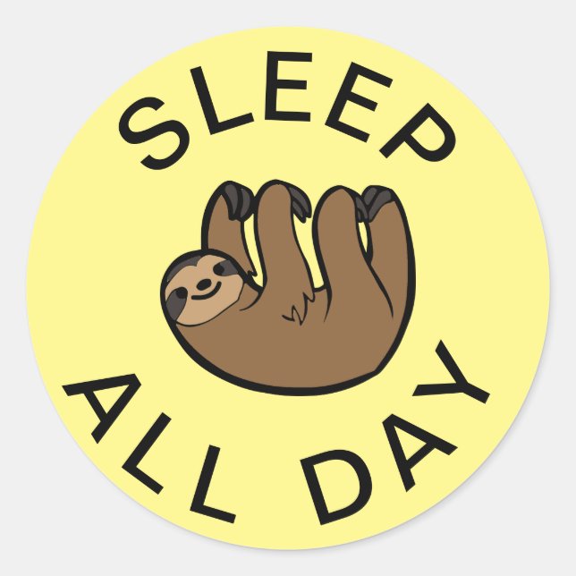 Sticker Rond Sloth Dormir toute la journée (Devant)