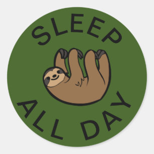 Sticker Rond Sloth Dormir toute la journée