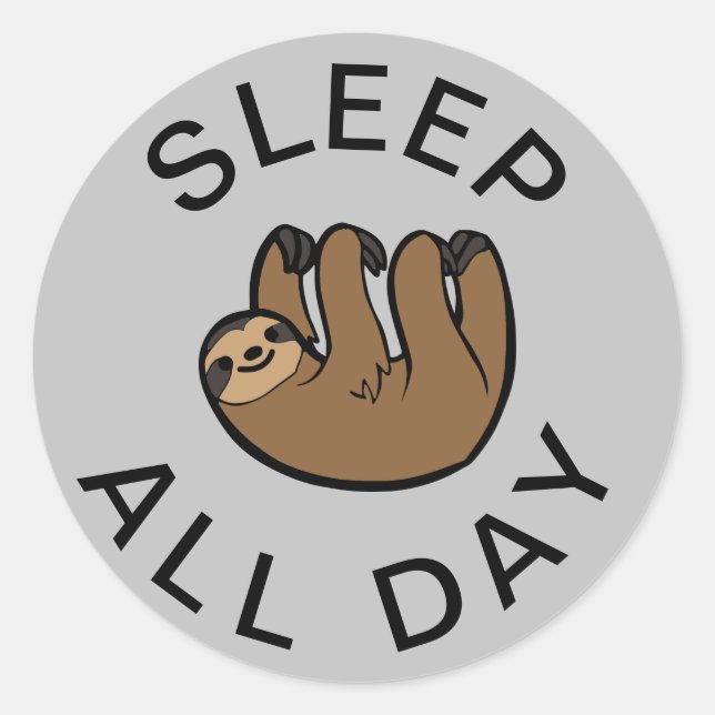 Sticker Rond Sloth Dormir toute la journée (Devant)