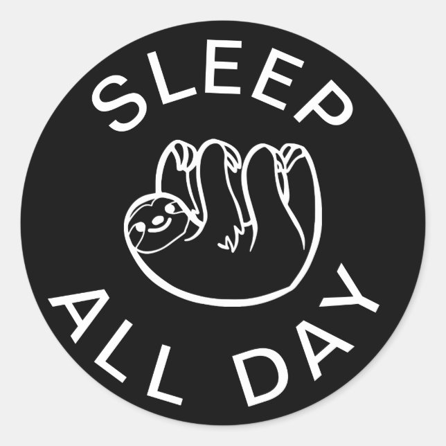 Sticker Rond Sloth Dormir toute la journée (Devant)