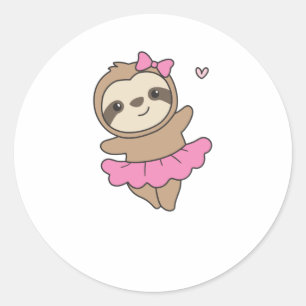 Sticker Rond Sloth Est En Train De Danser Ballet De Mignonnes F