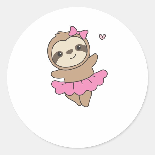 Sticker Rond Sloth Est En Train De Danser Ballet De Mignonnes F (Devant)