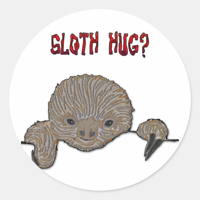 Sticker Rond Sloth Hug Baby Sloth (Devant)