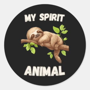 Sticker Rond Sloth Is My Spirit Animal - Lazy Napping Funny Slo