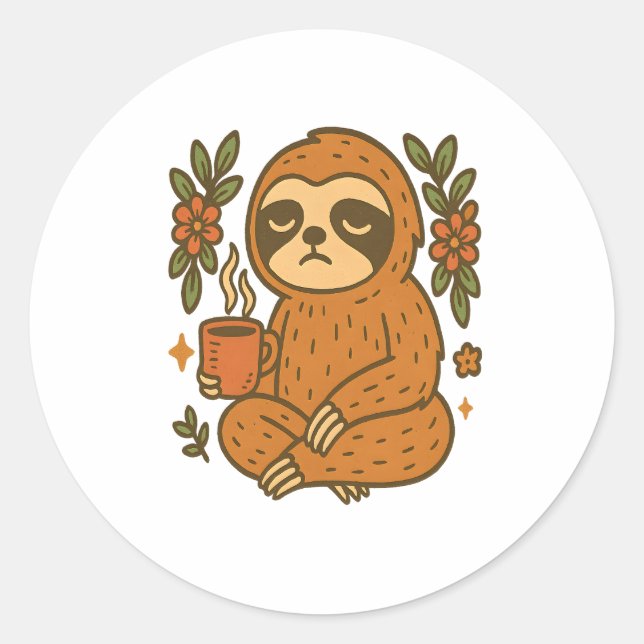 Sticker Rond Sloth Jouer de la guitare (Devant)