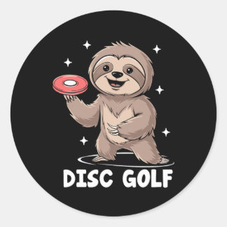 Sticker Rond Sloth Playing Disc Golf Player Sports Athlete Game