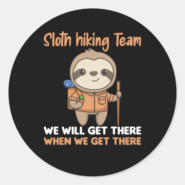 Sticker Rond Sloth Randonnée Team Fun Slots Randonnée (Devant)