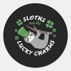 Sticker Rond Sloths Are My Lucky Charms Poison For Sloth Lovers