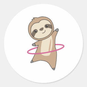 Sticker Rond Slots Le Hullern Sport Mignonne Sloth Drôle