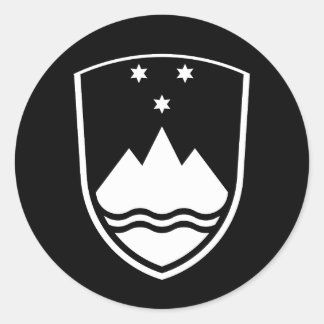 Sticker Rond Slovenia coat of arms, simple, black and white