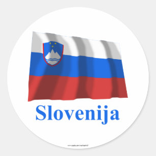 Sticker Rond Slovénie Drapeau avec nom en slovène