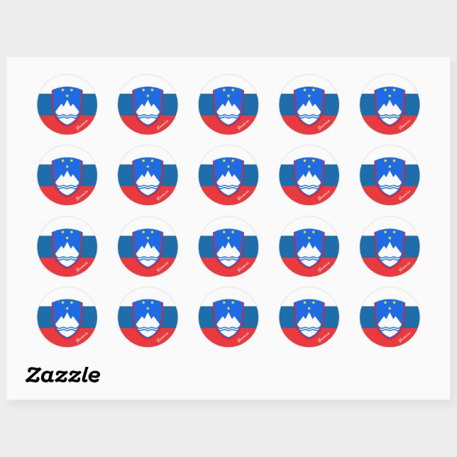 Sticker Rond Slovénie & patriotes du drapeau slovène, vacances  (Feuille)
