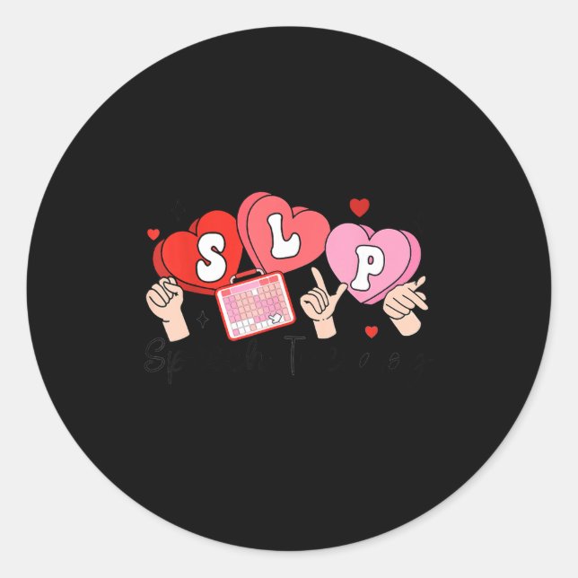 Sticker Rond Slp Valentine's Day Speech Language Pathologist St (Devant)