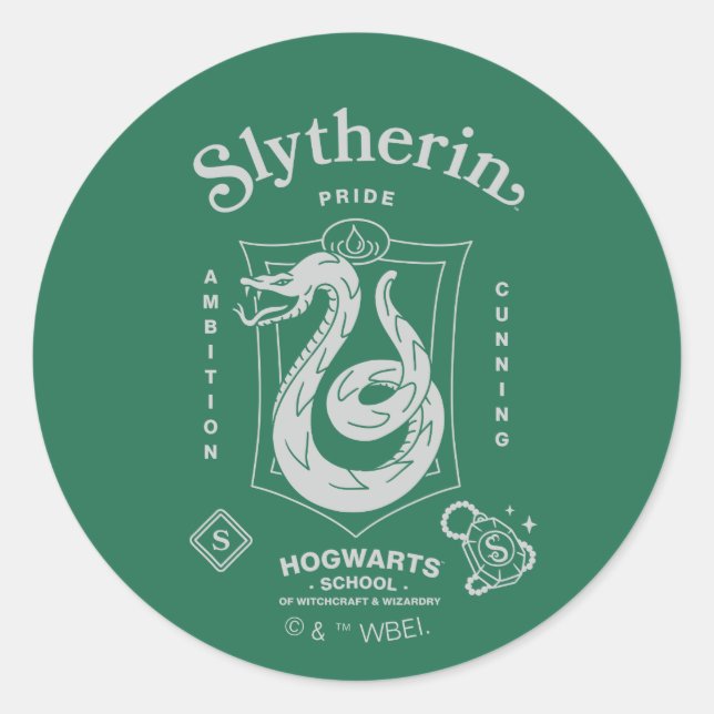 Sticker Rond SLYTHERIN™ Pride Ambition Cunning Crest (Devant)