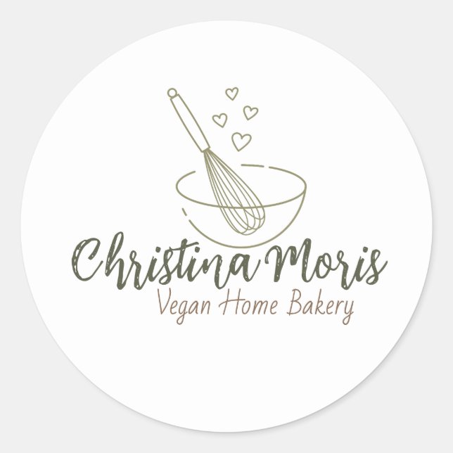 Sticker Rond Small Vegan Home Bakery Logo (Devant)
