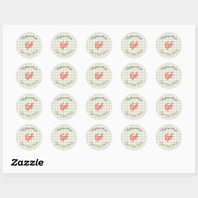 Sticker Rond Small Vegan Home Bakery Thank You Pattern (Feuille)