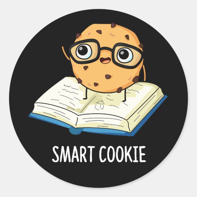 Sticker Rond Smart Cookie Funny Snack Pun Dark BG (Devant)