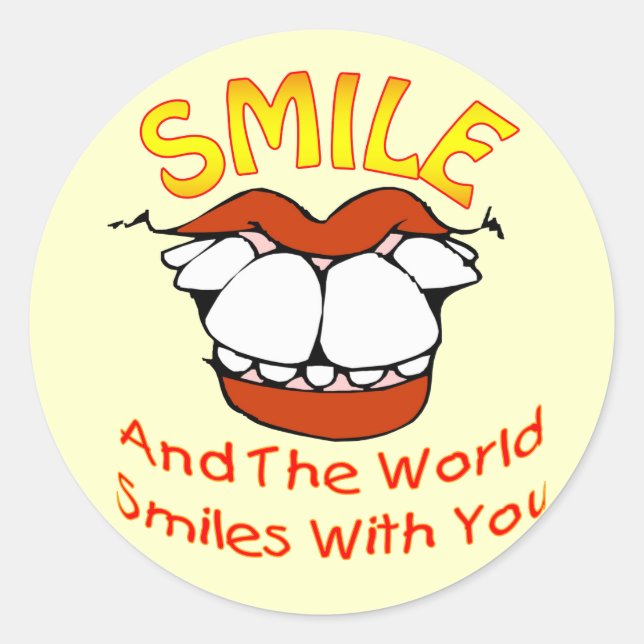 Sticker Rond Smile and the World Smile with You (Devant)
